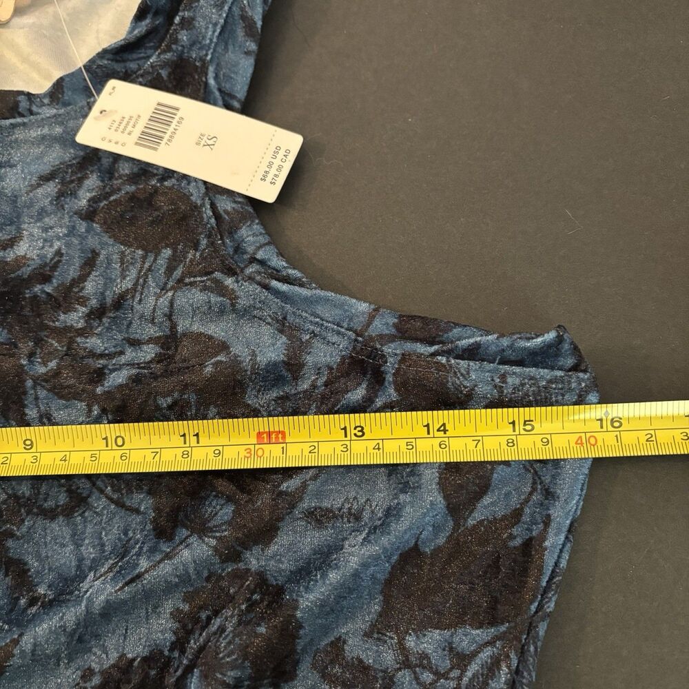 NWT Anthropologie Pilcro XS Velvet Racerback Tank Blue Floral Whimsigoth Witchy - Picture 9 of 13